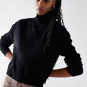 New Free People Aubrey XS Black Super Soft 100% Cashmere Turtleneck Pullover